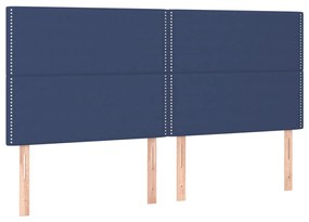 Cabeceira de cama c/ luzes LED tecido 180x5x118/128 cm azul