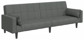 Sofá-cama de 2 lugares c/ apoio de pés tecido cinzento-escuro