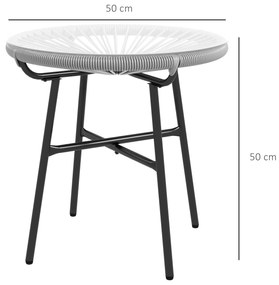 Outsunny Mesa Auxiliar de Vime Sintético Mesa de Centro Redonda para E