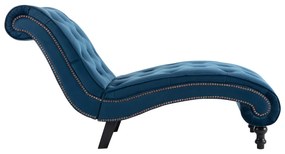 Chaise Longue Elia em Veludo -  Azul - Design Vintage