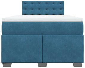 Cama boxspring com colchão 120x190 cm veludo azul