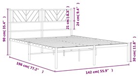 Estrutura de cama com cabeceira 135x190 cm metal branco