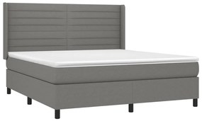 Cama box spring c/ colchão e LED 180x200 cm tecido cinza-escuro