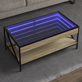 Mesa de centro luzes LED Infinity 90x50x38 cm carvalho sonoma