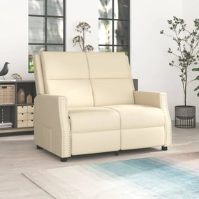 vidaXL Sofá reclinável de 2 lugares couro artificial cor creme