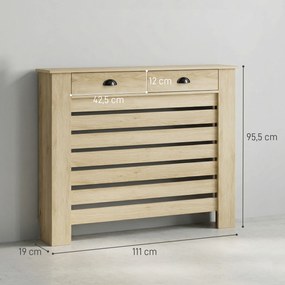 Cobertura para Radiador com Gavetas Cobertura para Radiador de MDF para Sala de Estar Dormitório Corredor 111x19x95,5 cm cor Carvalho