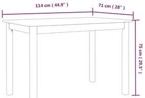 Mesa de jantar 114x71x75cm madeira de seringueira maciça preto
