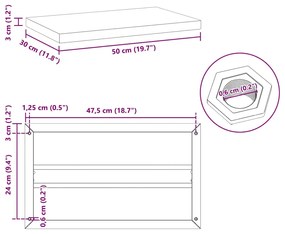 Prateleiras de parede 2 pcs 50x30x3 cm aço inoxidável prateado