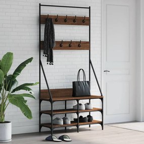 vidaXL Bengaleiro c/ arrumação calçado 90x34x184 cm carvalho castanho