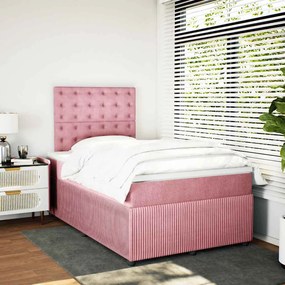 Cama boxspring com colchão 120x190 cm veludo rosa