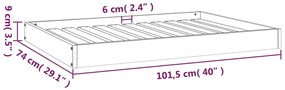 Cama para cães 101,5x74x9 cm madeira de pinho maciça