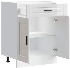 Armário base cozinha Porto derivados madeira branco brilhante