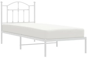 Estrutura de cama com cabeceira 90x190 cm metal branco