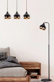 Conjunto de Candeeiro de Teto e Candeeiro de Pé Yildo – Preto e Cobre