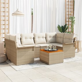 vidaXL Conjunto de Sofá de Jardim com Almofadas Bege Rattan Acácia
