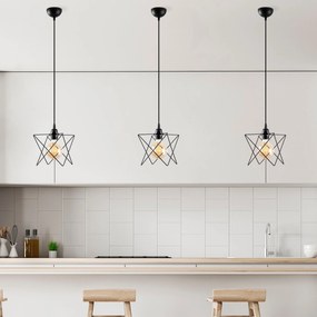 Candeeiro de Teto Akkas – Preto – Diâmetro 24 cm, Altura Ajustável 30-