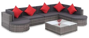 Conjunto de lounge de jardim com 8 peças e almofadas, vime sintético,