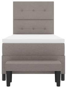 Cama Box Spring com Colchão &amp; Banco Taupe 90x190 cm Tecido