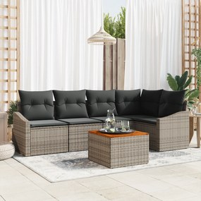 Conjunto de Sofá de Jardim de 6 Peças com Almofadas Cinza Rattan Sinté