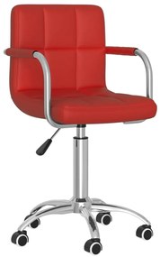 vidaXL Cadeira de jantar giratória couro artificial vermelho tinto