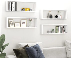 Estantes parede cúbicas 4pcs deriv. madeira 80x15x26,5cm branco