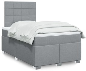 Cama com molas/colchão 120x200 cm tecido cinza-claro