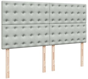 Cama com molas/colchão 180x200 cm veludo cinzento-claro