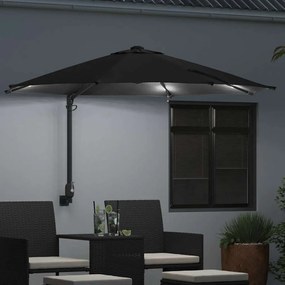 Guarda-sol de Jardim com LEDs, preto, 248 cm