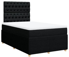Cama boxspring com colchão 120x190 cm tecido preto