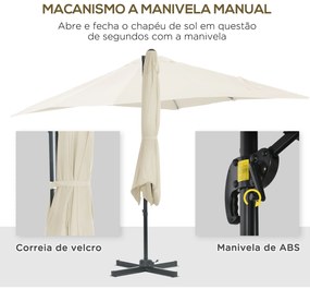 Chapéu de Sol de Jardim 245x245x245 cm Chapéu de Sol Excêntrico com Ro