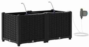 Jardineiras de Jardim 1 pc Preto 80 x 40 x 37.5 cm Plástico