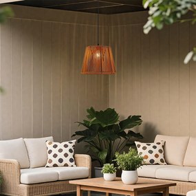 Candeeiro suspenso de exterior preto com abajur de corda laranja IP44 - Cava Jayla