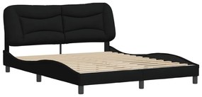 Estrutura de cama sem colchão 160x200 cm tecido preto