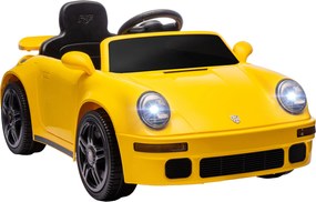 Carro elétrico para crianças, veículo elétrico de 12 V, comando à distância de 2,4 GHz, faróis, música, buzina, 103 x 55 x 44 cm, amarelo