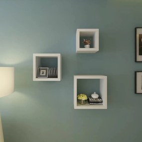 240347 Conjunto de 3 prateleiras em forma de cubo branco