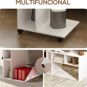 Mesa Auxiliar em Forma de C Mesa Auxiliar para Sofá com Rodas Comparti