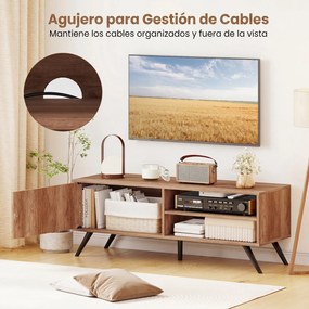 Móvel para TV, 120 x 40 x 44,5 cm, 2 Prateleiras Abertas e 1 Armário, Natural