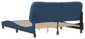 Estrutura de cama sem colchão 160x200 cm tecido azul