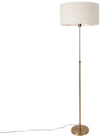 Luminária de pé regulável bronze com abajur cinza claro 50 cm - Parte Design