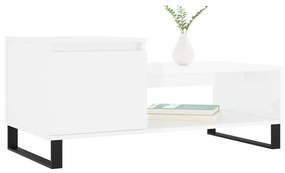 Mesa de centro 100x50x45 cm derivados madeira branco brilhante