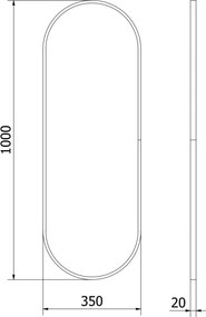 Mexen Loft espelho de casa de banho oval 100 x 35 cm, moldura preta - 9851-100-035-000-70