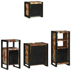 vidaXL Conjunto de Móveis para Banheiro com prateleira com armazenamento com porta 4 pcs