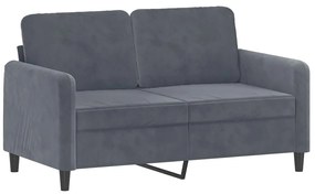 2 pcs conjunto de sofás com almofadas veludo cinzento-escuro