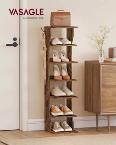 Sapateira estreita para sapatos com 7 prateleiras 30 x 26,4 x 110,4 cm Castanho vintage