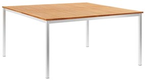 vidaXL Mesa de jantar jardim 150x150x75 cm teca maciça/aço inoxidável