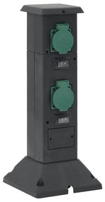 Coluna de tomadas p/ exterior 4 vias 16x16x39,5 cm preto/verde