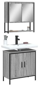 vidaXL 2 pcs conjunto móveis WC derivados de madeira sonoma cinza
