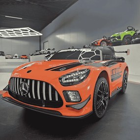 Carro elétrico para crianças Mercedes GT3 12 Pneus EVA, Assento de couro sintético Laranja