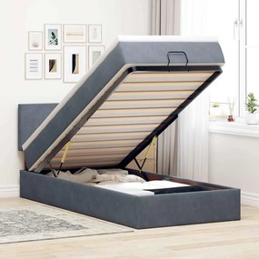 vidaXL Estrutura cama otomana colchão 90x190 cm veludo cinzento escuro