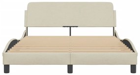Estrutura de cama sem colchão 140x190 cm tecido cor creme